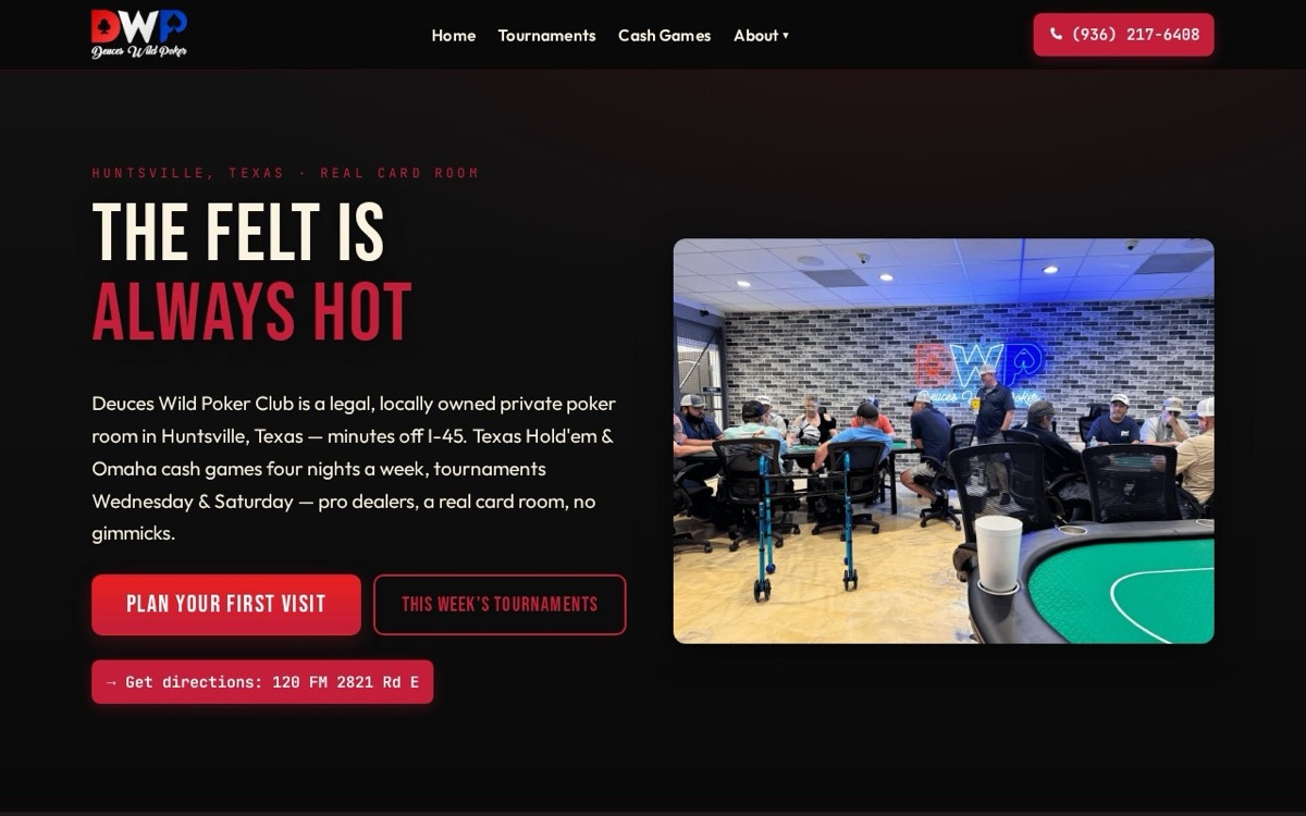 Deuces Wild Poker Club website
