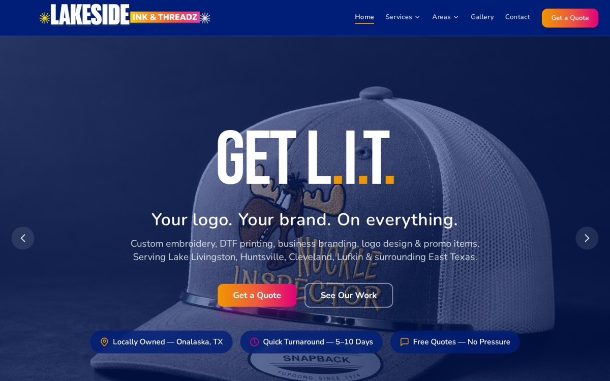 Lakeside Ink & Threadz website