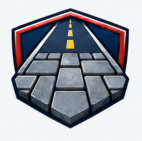 Paving superhero crest logo concept
